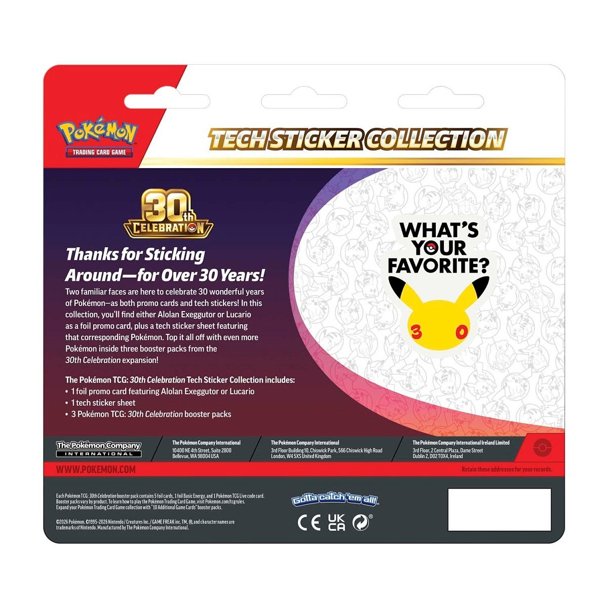 Pokémon 30th Celebration Tech Sticker Collection (Lucario)