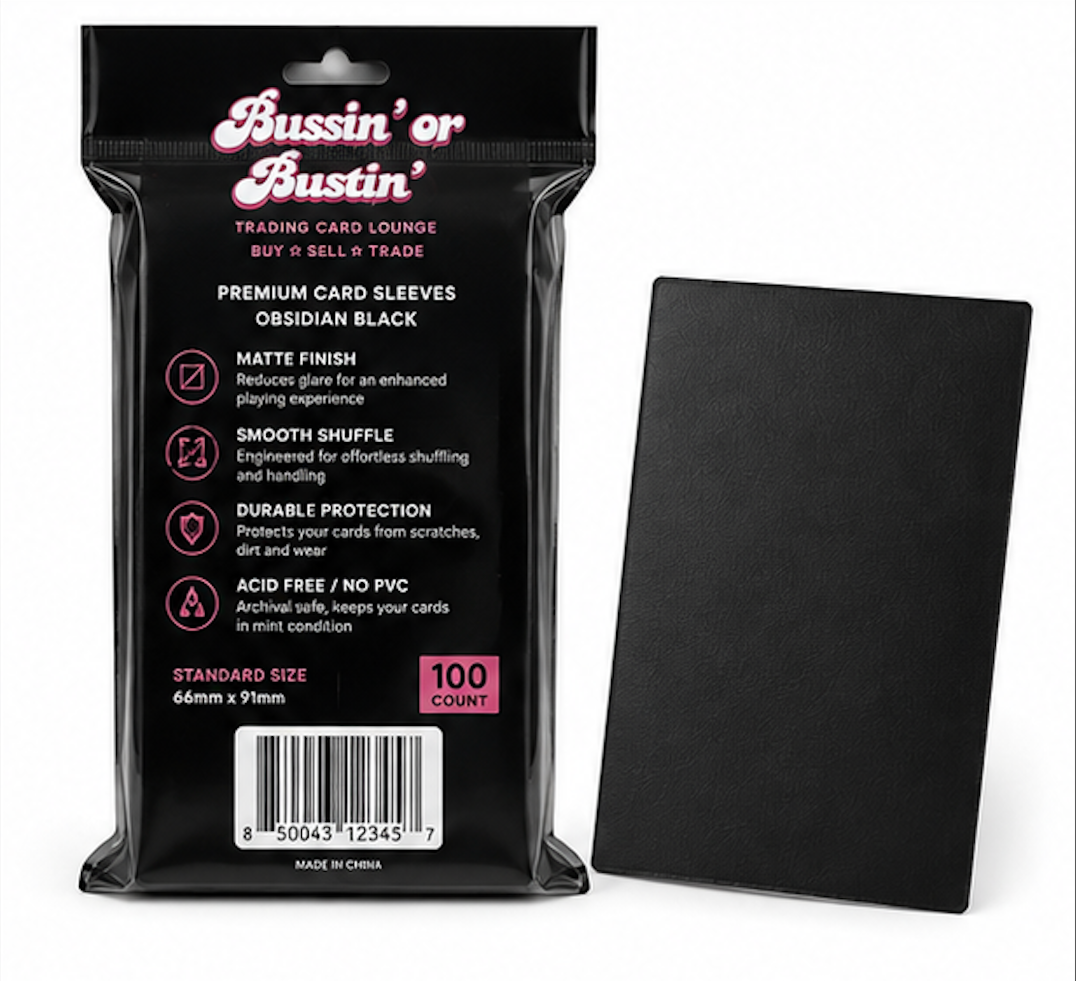 Bussin' Or Bustin' – Premium Card Sleeves Obsidian Black – 100 Count