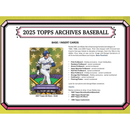 2025 Topps Archives Baseball Hobby 10 Box Case